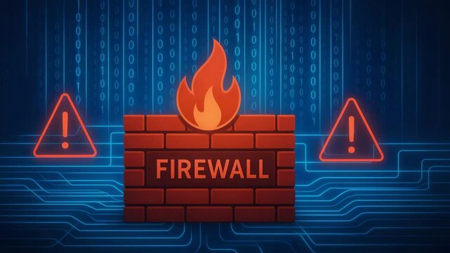 This image illustrates a digital firewall, symbolizing online security