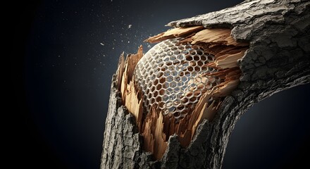 World Osteoporosis Day Fractured Branch Revealing Honeycomb Structure Nature's Resilience