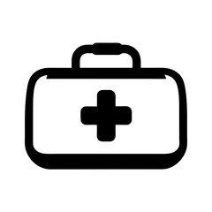 Emergency first aid kit icon with medical cross and carrying handle