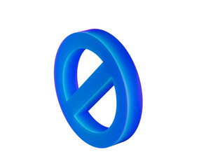 A glowing blue prohibition icon with a diagonal bar, symbolizing restriction. 3d illustration