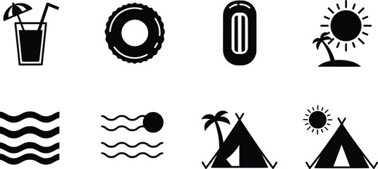 Fun Pool Accessories and Relaxation Symbols in a Sunny Outdoor Setting