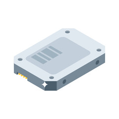 A trendy isometric style icon of ssd drive device