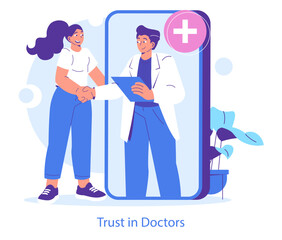 Doctor and Patient Shaking Hands in Vector Illustration