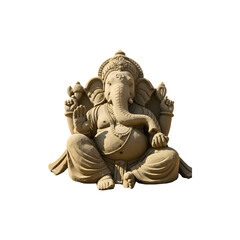 Fototapeta premium Sitting Lord Ganesha idol with calm expression traditional ornaments and blessing hand pose