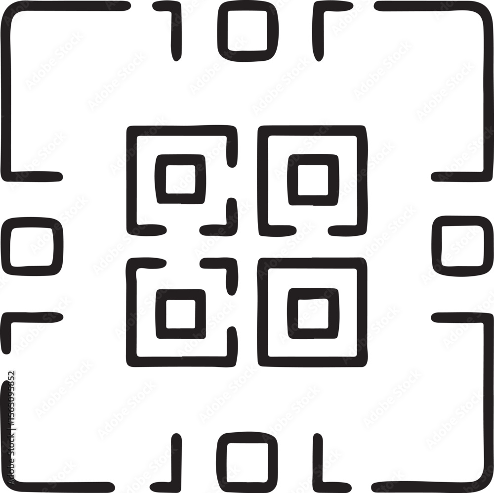 Poster black qr code scan icon, simple flat style, square border symbol for digital scanning, ui element