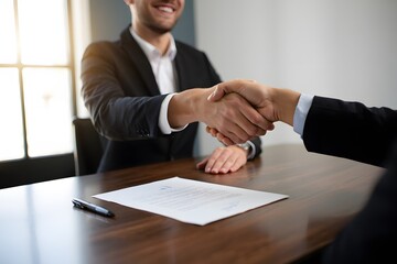 Successful Business Deal Handshake Agreement Signed Partnership Business Meeting Corporate Success Deal Closing