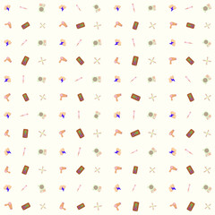 Pattern of Rain thunder, thermometer, air conditioner, hair dryer, and fan, seamless vector, weather theme