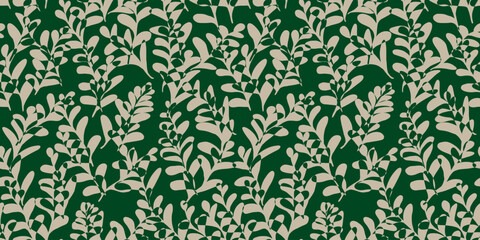 Botanical illustration background. Seamless pattern.Vector. 有機的なイラストパターン