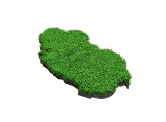 Qatar Map soil land geology cross section with green grass and Rock ground texture 3d illustration