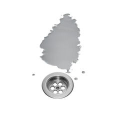 Saint Lucia Water Map With Drainage Metal Sink Save Water. 3D Illustration