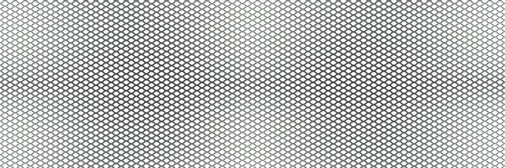 Silver speaker mesh with diamond holes seamless bg on white. Chrome perforated metal background. Aluminum sheet with air conditioning. Vector illustration