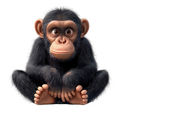 Naklejka premium A playful 3D cartoon character of a chimpanzee, isolate on white background. PNG