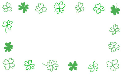 Frame of rough clover leaf doodle. Hand drawn illustration vector. Copy space.
