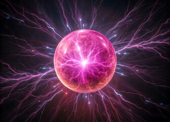Glowing plasma sphere with electric purple energy