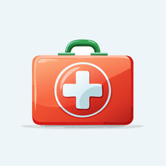 Obraz premium Red cross first aid kit box icon for medical health emergency care