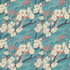 The seamless Cherry blossoms pattern design in Japanese style.