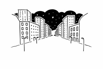 Obraz premium Colorful City Skyline Vector Illustration with Animal Silhouette Urban Landscape Design