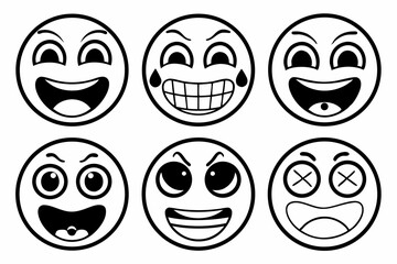 High Quality Emoticon Icons in Black Yellow Cyan and Magenta