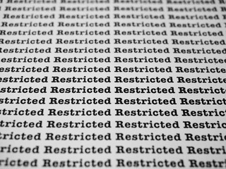 Words Restricted Seamless print on paper for business background.
