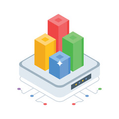 An impressive isometric icon showing server analysis dashboard