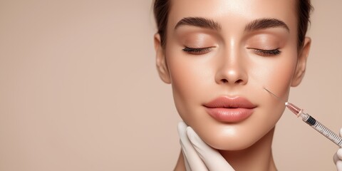 Cosmetic Beauty Injection Procedure, Woman Receiving Lip Filler Treatment