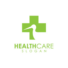 health vector design logo with cross and stork element