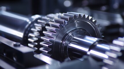 Naklejka premium Close-up of metallic industrial gears