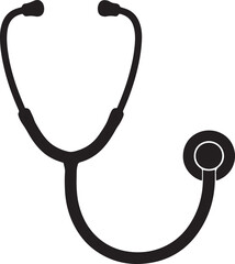 Black and white medical stethoscope icon healthcare doctor
