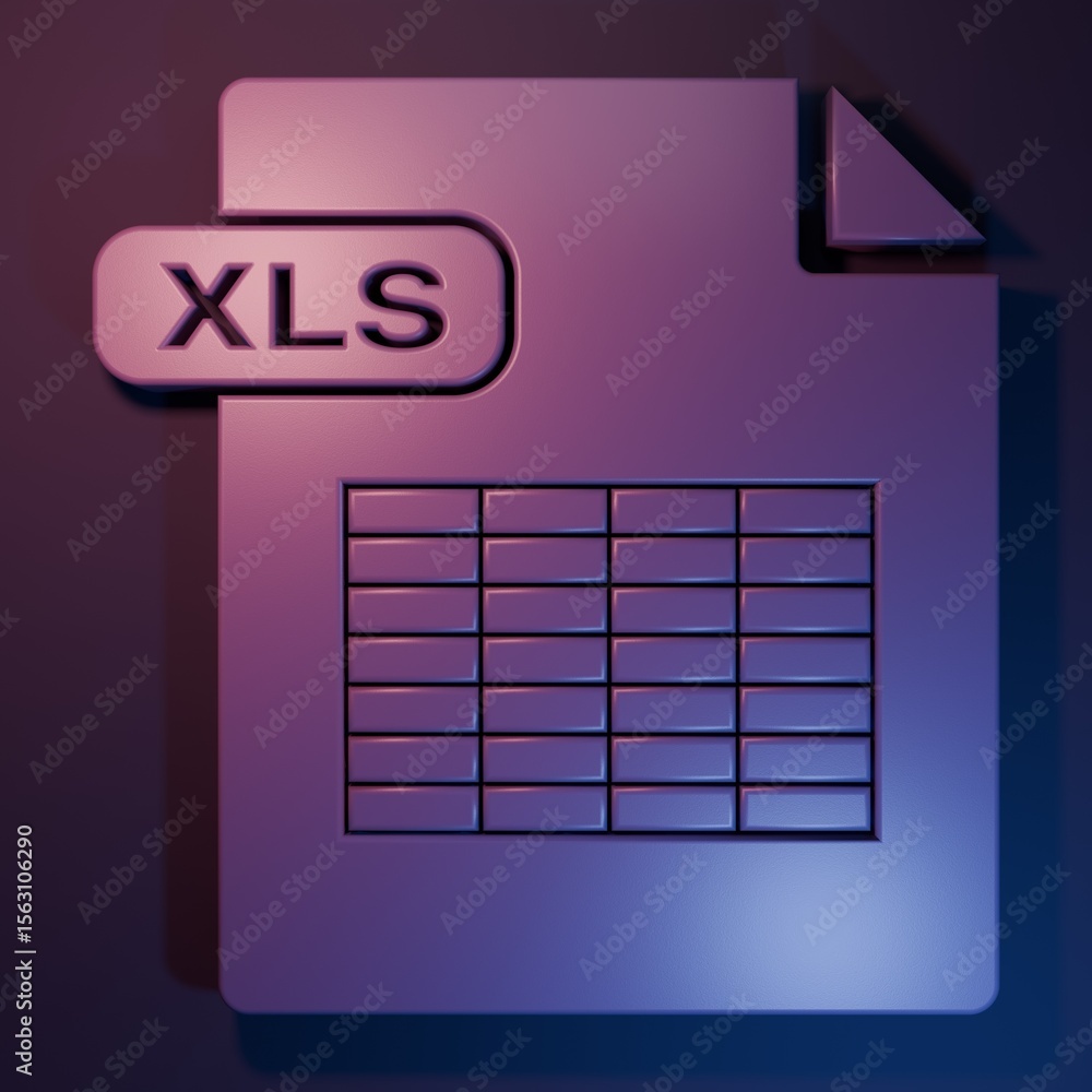 Fototapete purple xls file document. download xls button icon isolated on purple-blue background. excel file sy