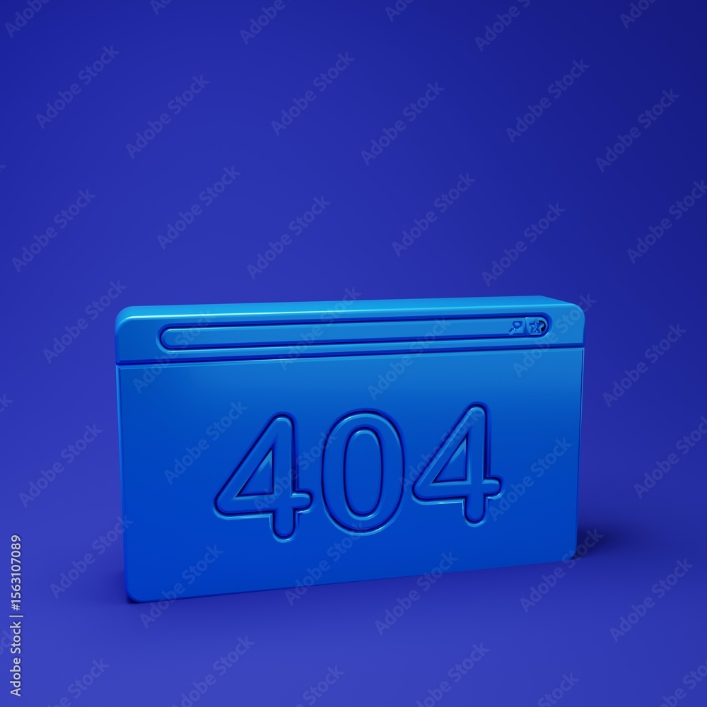 Fototapete blue page with a 404 error icon isolated on blue background. template reports that the page is not f