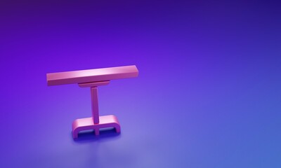 Pink Round table icon isolated on purple-blue background. Minimalism concept. 3D render illustration