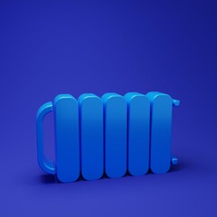 Blue Heating radiator icon isolated on blue background. Minimalism concept. 3D render illustration