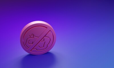 Pink No trash icon isolated on purple-blue background. Minimalism concept. 3D render illustration