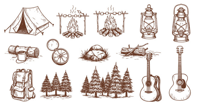 Outdoor adventure and camping vector illustration - ideal for design, print, and poster projects