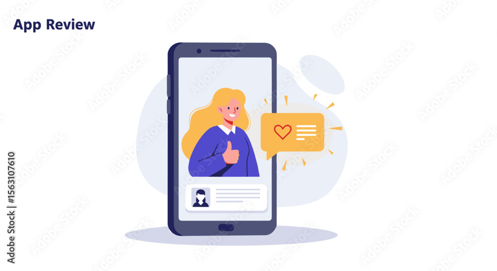 Poster app review concept vector illustration for digital use in flat style