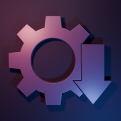 Purple Cost reduction icon isolated on purple-blue background. Minimalism concept. 3D render illustration