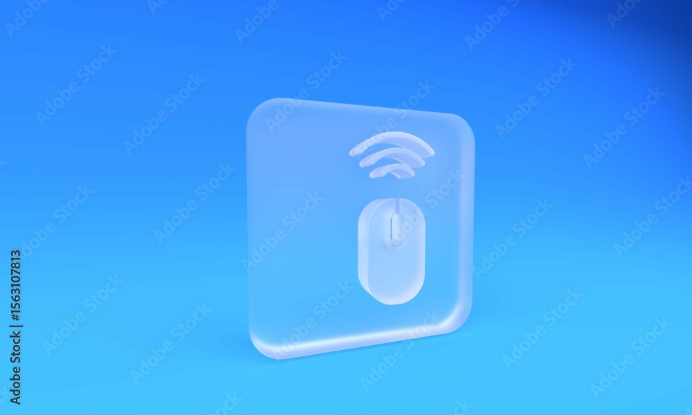 Aufkleber frosted glass wireless computer mouse system icon isolated on blue background. internet of things co