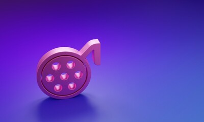 Pink Surgery lamp icon isolated on purple-blue background. Minimalism concept. 3D render...