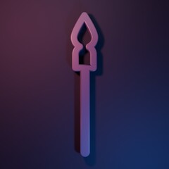 Purple Medieval spear icon isolated on purple-blue background. Medieval weapon. Minimalism concept....