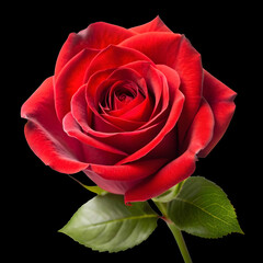 A beautiful red rose flower on black background
