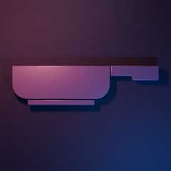 Purple Frying pan icon isolated on purple-blue background. Fry or roast food symbol. Minimalism concept. 3D render illustration