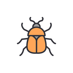 Stylized Beetle Icon On Transparent Surface, Colorful Insect Illustration