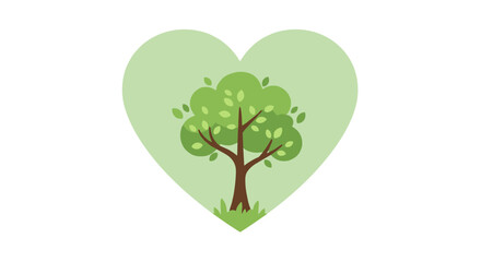 Eco-friendly concept tree in heart shape vector illustration - design for environmental posters and eco campaigns