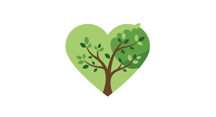 Eco-friendly nature concept with heart shaped tree vector illustration for environmental design