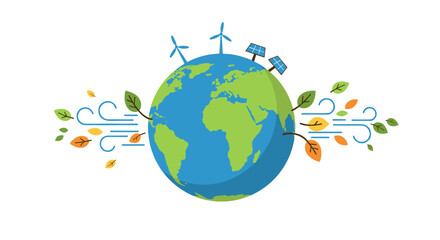 Eco-friendly earth and renewable energy vector illustration for sustainability and environmental awareness design