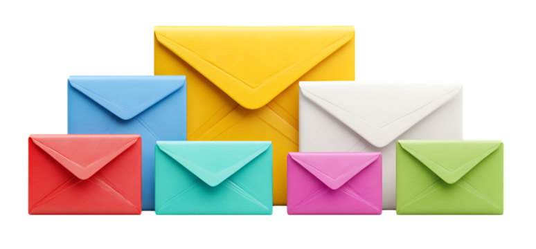 colorful envelopes isolated on white