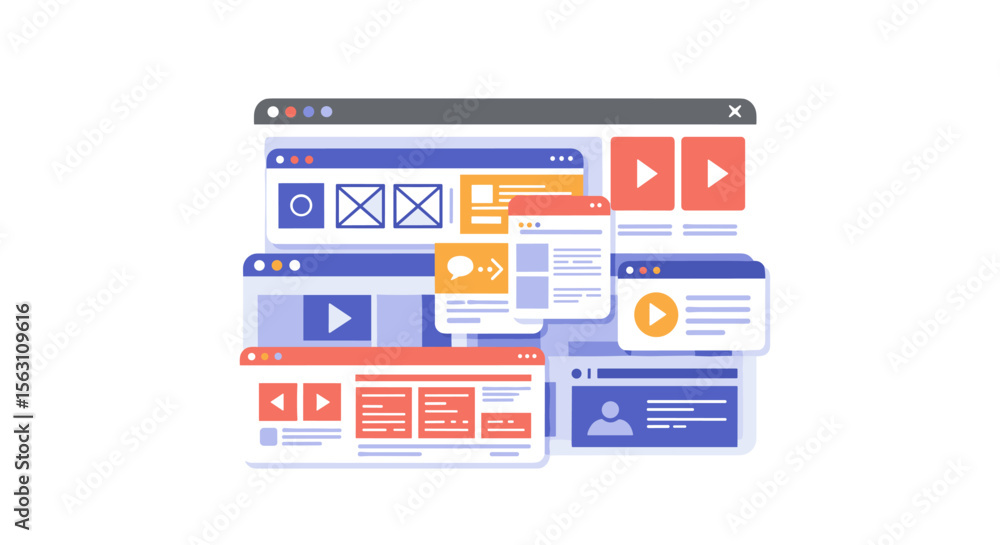 Poster web development and design concept vector illustration for digital platforms