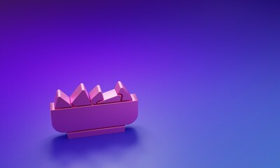 Pink Nachos in bowl icon isolated on purple-blue background. Tortilla chips or nachos tortillas. Traditional mexican fast food menu. Minimalism concept. 3D render illustration