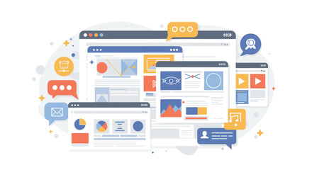 Social media and networking communication vector illustration for digital marketing and design projects