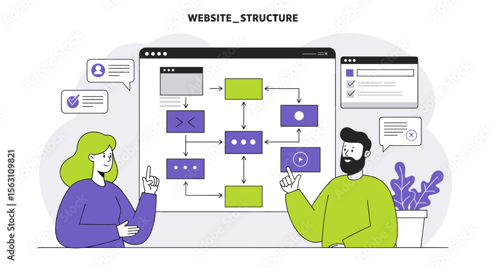 Poster website structure workflow diagram vector illustration - modern design for digital presentation